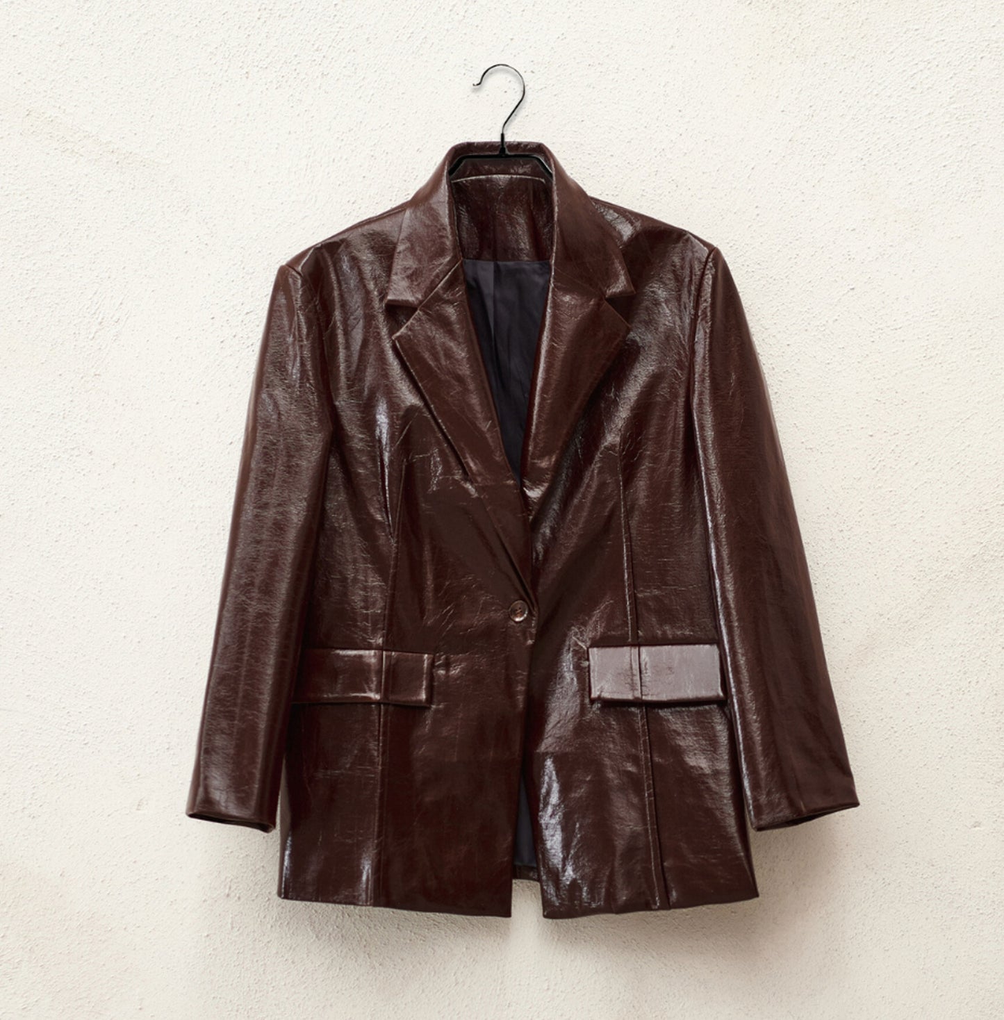 Partylook brown lacquered eco-leather jacket