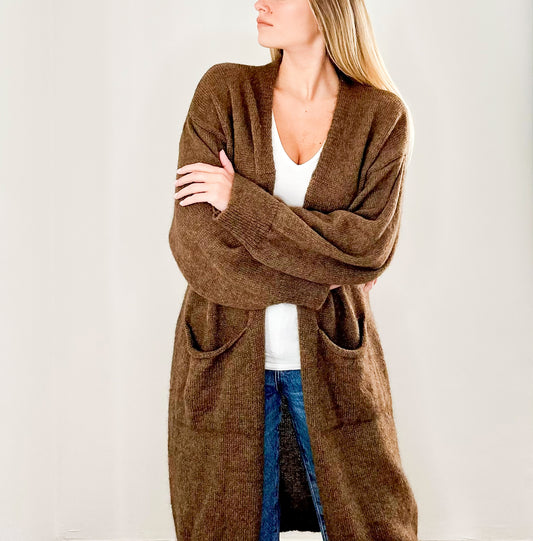 long cardiganbrownsoftcountscheloungewearlongsleeves