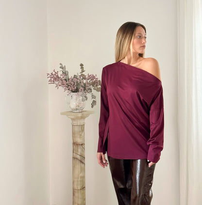 asymmetric_bordeaux_soft_shoulder_falling_party_look_shirt